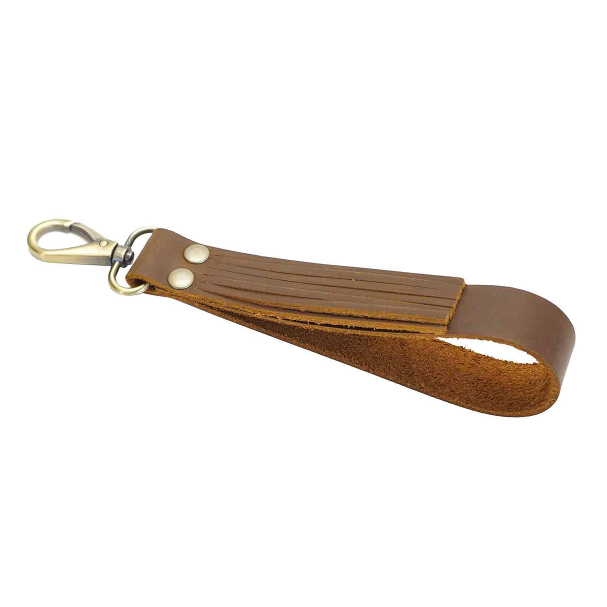 579-12001.SLC.05.jpg Fringed Leather Wristlet Strap - Boot Strap Brown Image