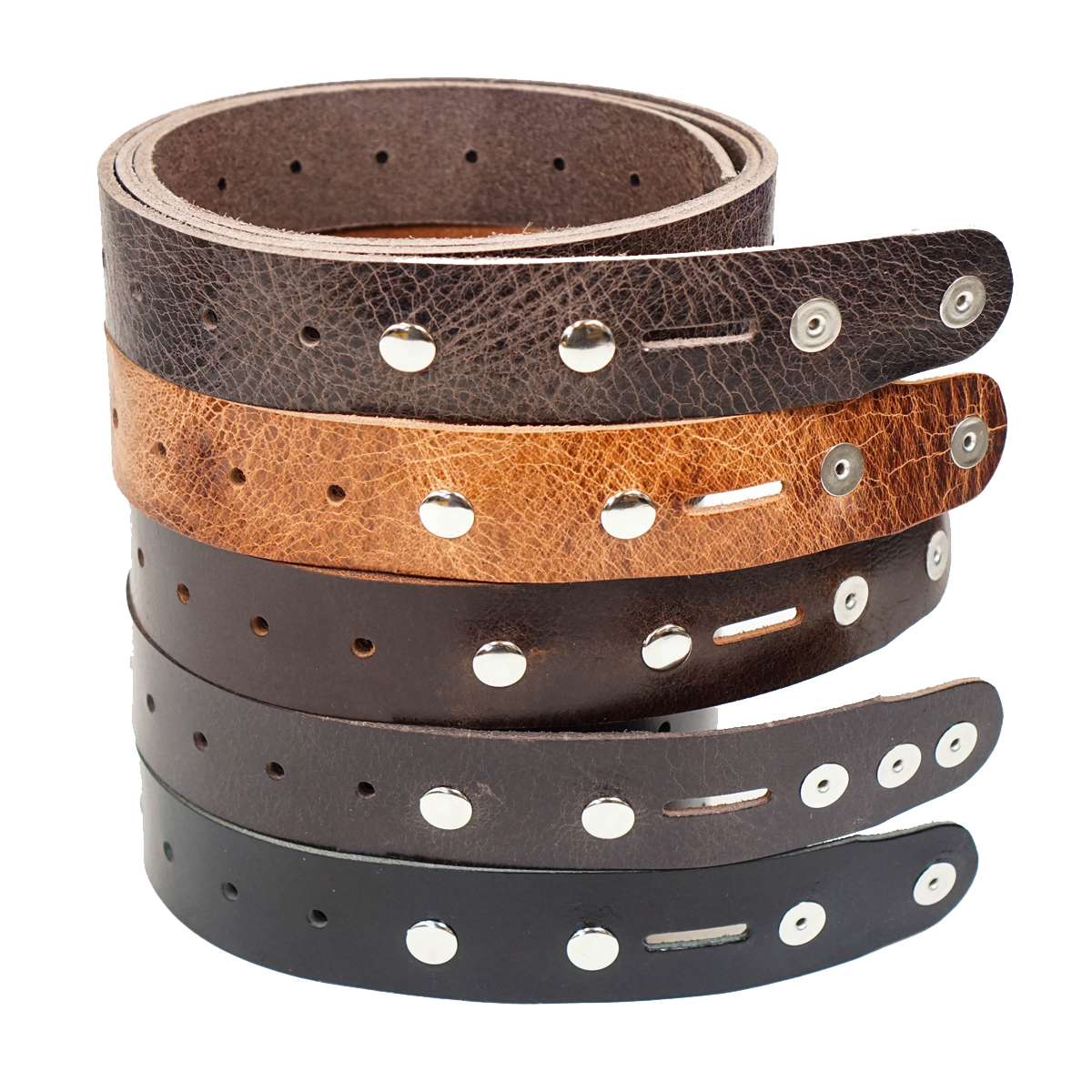 100-2173.SLC.4.jpg Single Hole Belt Blank w/ snaps - Buffalo Vintage Tan Image