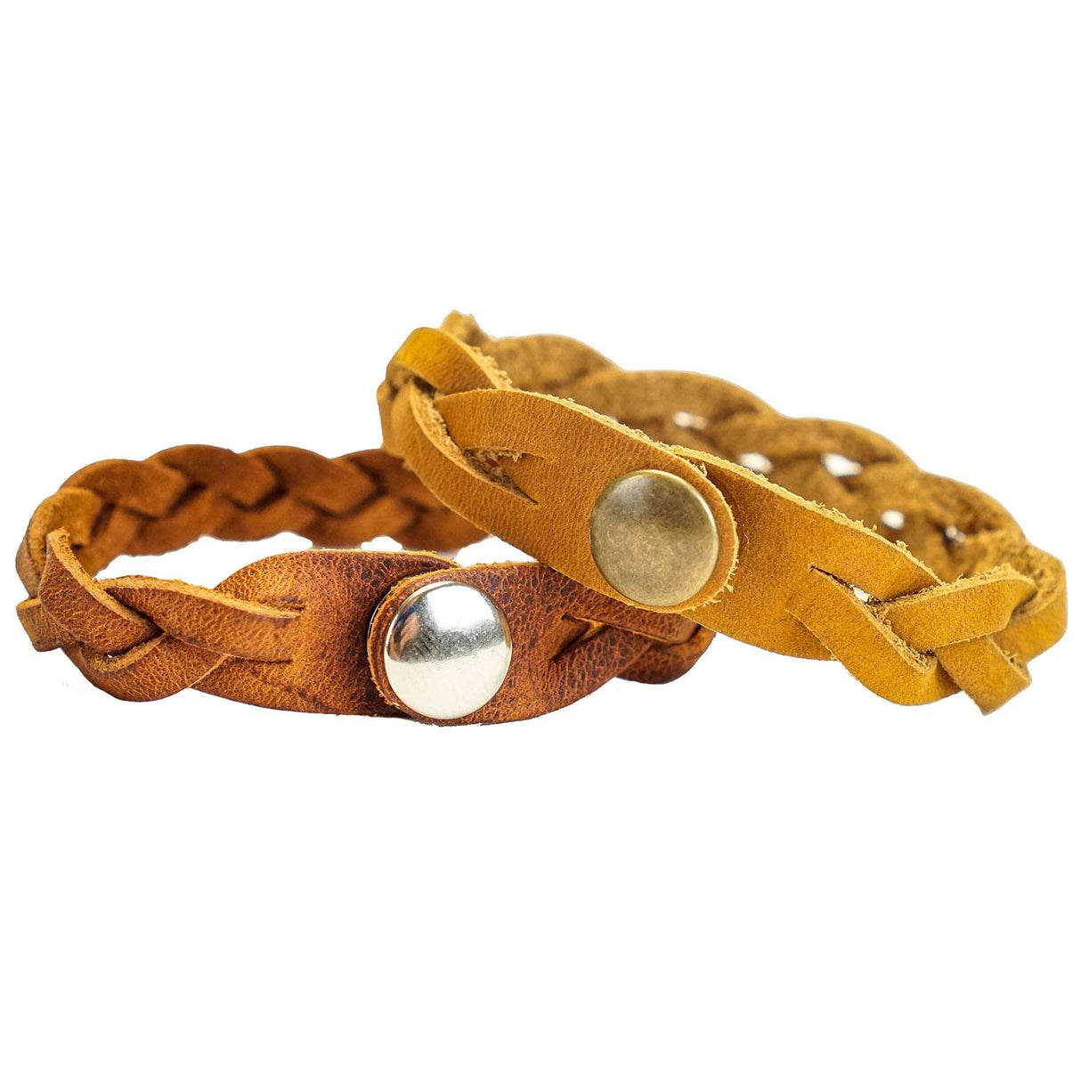 144-47463085.SLC.03.jpg 5pk Oil Tan Mystery Braid Bracelets - Nickel Plate Snap Image