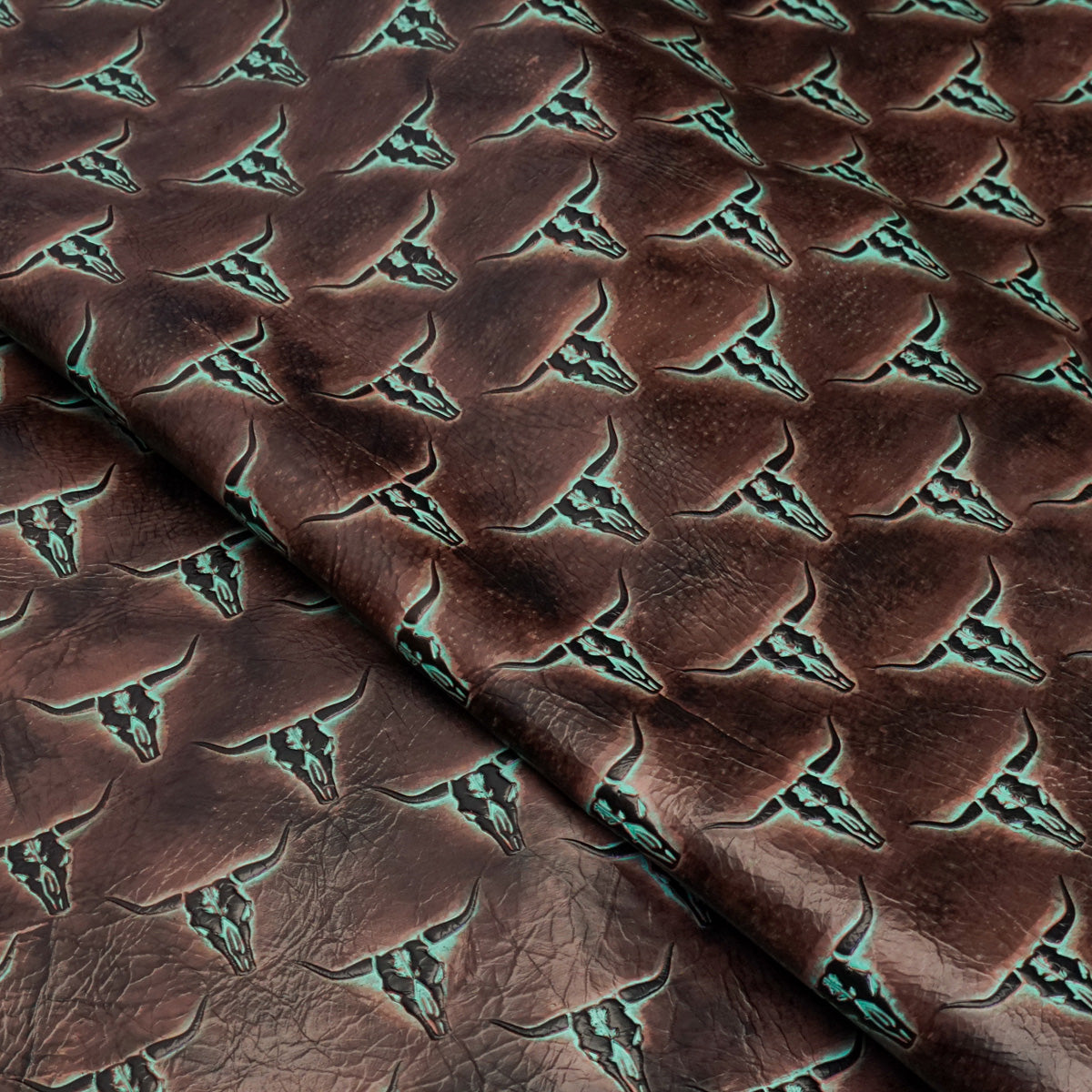 LHEC.Turquoise Brown.Small.01.jpg Longhorn Embossed Cow Image