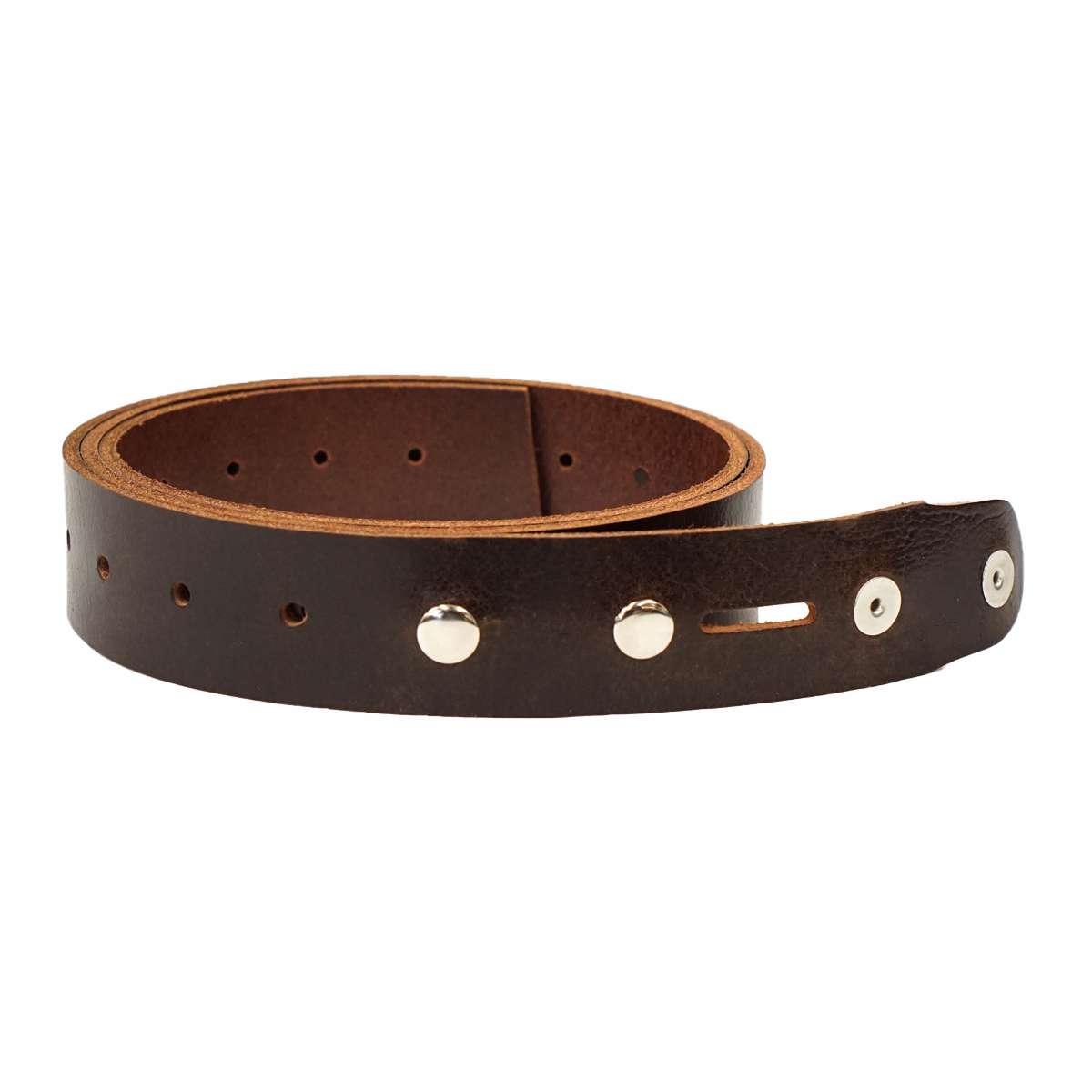 100-2163.SLC.1.jpg Single Hole Belt Blank w/ snaps - Buffalo Antique Mahogany Image