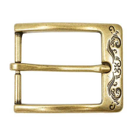 378-3204.SLC.1.jpg 1 ½" Squared Engraved Buckle - Antique Brass Image