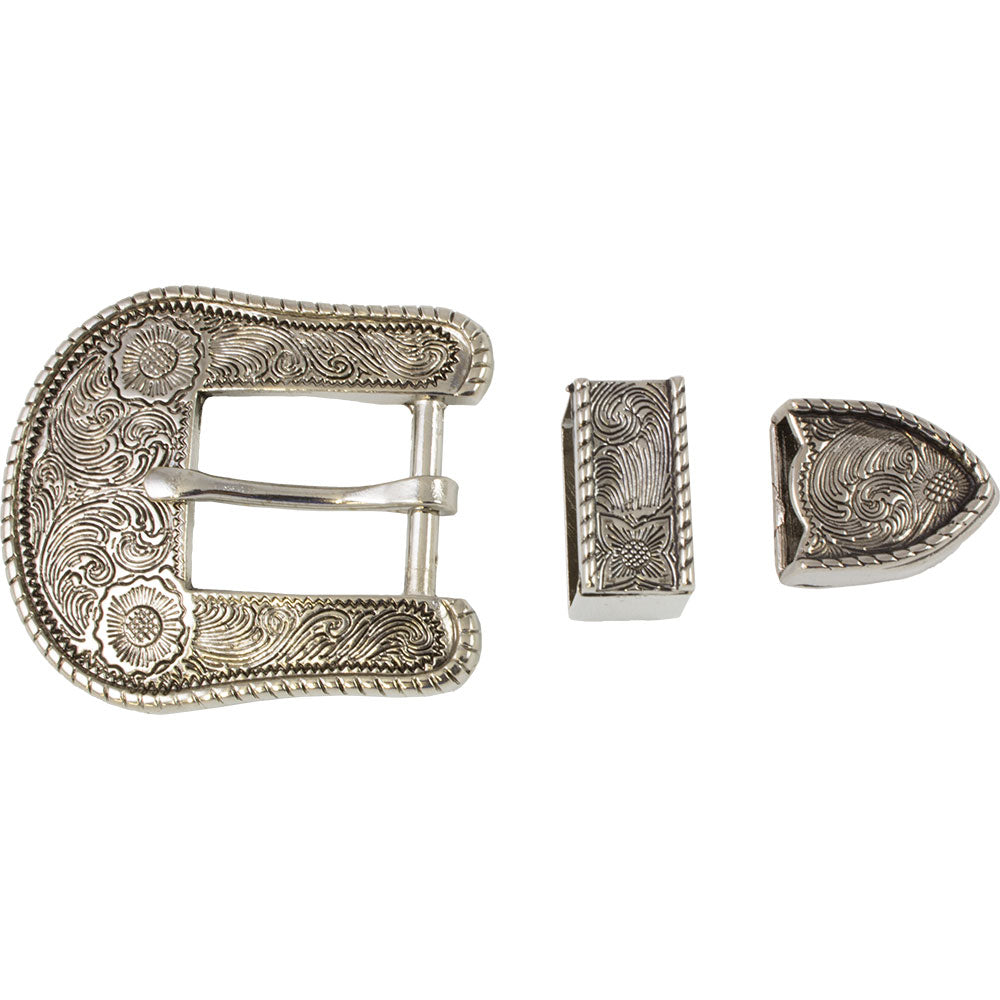 4-06246.SLC.jpg ¾" Floral Buckel Set - Antique Nickel Plate Image