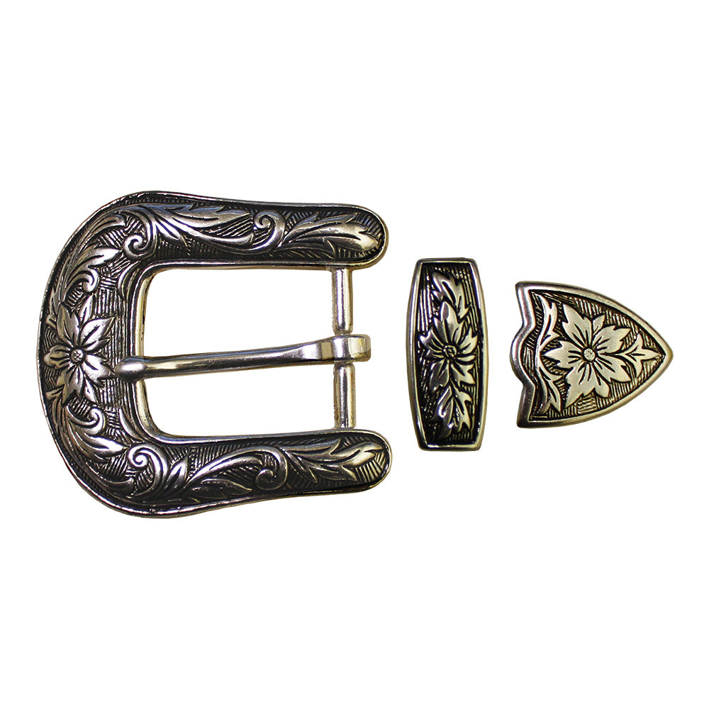 4-187203.SLC.jpg 1" Durango Buckle Set - Antique Silver Plate Image