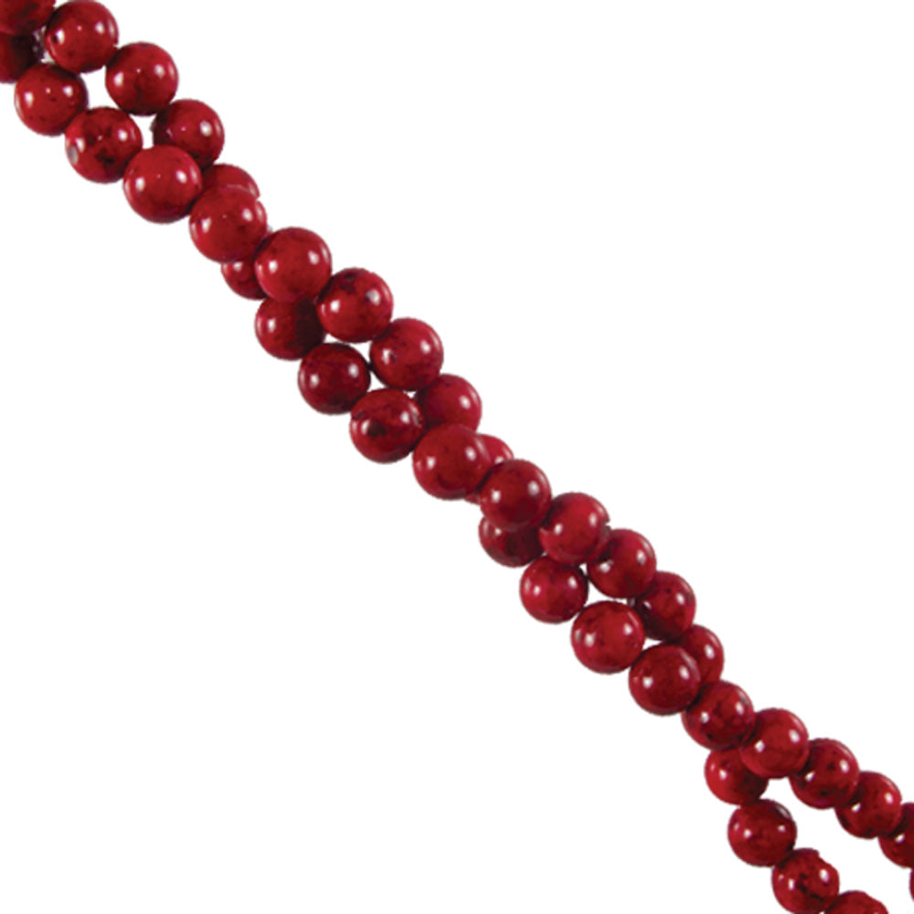 274-21.SLC.jpg 10mm Fossil Round Strand - Red Image