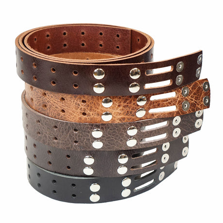 100-2009.SLC.3.jpg 1 1/2" Brown Buffalo Double Hole Belt Blank w/ Snaps Image