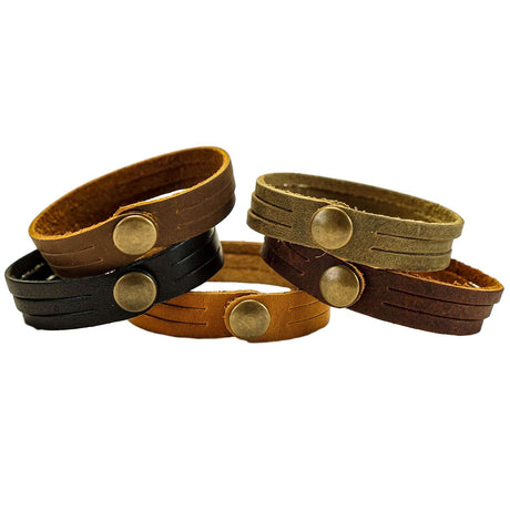 144-47463085.SLC.04.jpg 5pk Oil Tan Mystery Braid Bracelets - Nickel Plate Snap Image